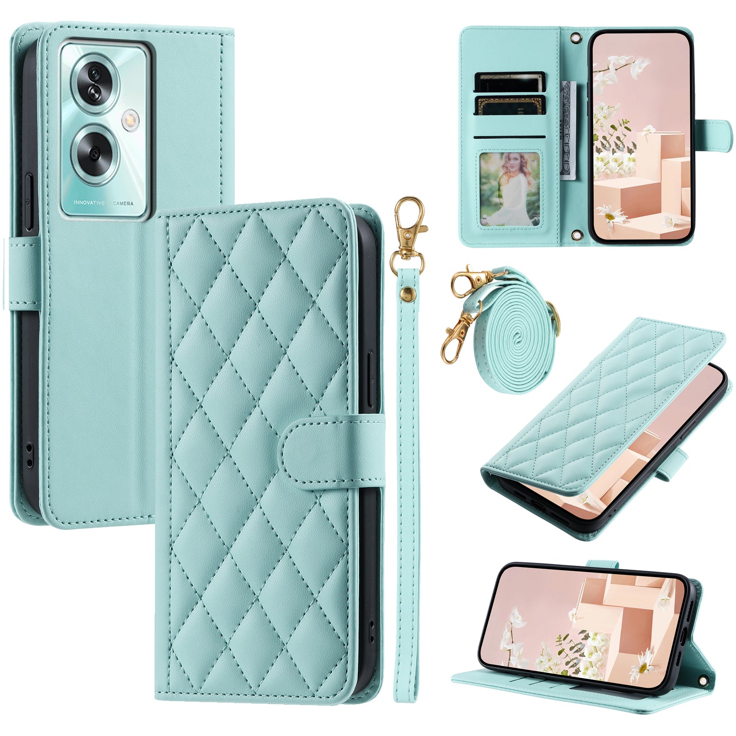 For Oppo A79 5G / A2 5G / OnePlus Nord N30 SE 5G Case Rhombus Grid Leather Crossbody Phone Cover For Oppo A79 5G / A2 5G / OnePlus Nord N30 SE 5G Case Rhombus Grid Leather Crossbody Phone Cover